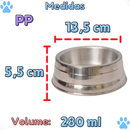 Kit 2 Pote Comedouro e Bebedouro Pesado Polido de Alumínio Ração para Cães Pequeno Porte PP 280 ml