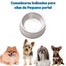 Kit 2 Pote Comedouro e Bebedouro Pesado Polido de Alumínio Ração para Cães Pequeno Porte PP 280 ml