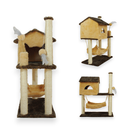 Kit Arranhador Para Gato Casa Com Rede e 2 Brinquedos + Poste com Base - Miupet