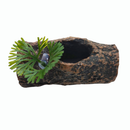 Enfeite de Aquário Em Resina Tronco Toca Peixe Com Planta 7x3cm - AX1101P