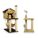 Kit Arranhador 2 Bases e Casa com Rede Sisal para Gato