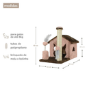Kit Arranhador Sisal Casa sem Rede para Gato e Brinquedo Mola Maluca MIUPET