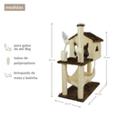 Kit Arranhador Para Gato Casa Grande Com Rede + Poste Horizontal - Miupet