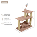Kit Brinquedo Mola Maluca Gato e Arranhador Sisal 3 Bases