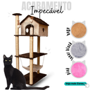 Arranhador Gato Casa Três Andares com Rede e Brinquedo Exclusivo