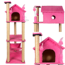 Arranhador Gato Casa Três Andares com Rede e Brinquedo Exclusivo