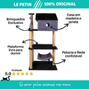 Arranhador Gato Casa Três Andares com Rede e Brinquedo Exclusivo