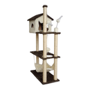 Arranhador Casa Alta para Gatos 3 Plataformas Rede Grande Brinquedo Torre Poste Sisal e Bola de Pelúcia - Miupet