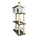 Arranhador Casa Alta para Gatos 3 Plataformas Rede Grande Brinquedo Torre Poste Sisal e Bola de Pelúcia - Miupet