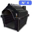 Casa para cachorro tamanho 4 de plástico preto, formato de telhado, ideal para pets.