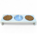 Comedouro de Gato em Madeira e tigela de Alumínio