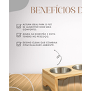 Comedouro de Gato em Madeira e tigela de Alumínio