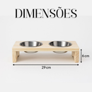 Comedouro de Gato em Madeira e tigela de Alumínio