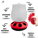 Kit Comedouro 2 kg Automatico E Bebedouro 2lts Aves Galinha Vermelho