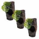 Enfeite de Aquário Em Resina Tronco Toca Peixe Com Planta 7x3cm - AX1101P