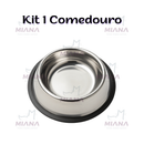 Kit 2 Comedouro Inox Para Cães Gatos Antiderrapante Fácil Limpeza Resistente Higiene Na Alimentação
