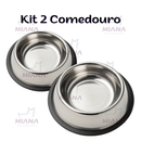 Kit 2 Comedouro Inox Para Cães Gatos Antiderrapante Fácil Limpeza Resistente Higiene Na Alimentação