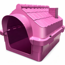 Casa para pet rosa de plástico, formato de casinha, ideal para cães e gatos