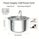 Aço Inoxidável Fonte para Gatos com Filtro 3L Dispensador de água para Cães Bebedouro Gato Automático Super Silencioso
