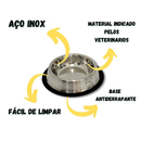 Comedouro Pote Comida Ração Água Pet Cães Gatos Vasilha Inox Antiderrapante