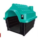 Casinha de plástico verde e preta para pets, indicada para cães e gatos